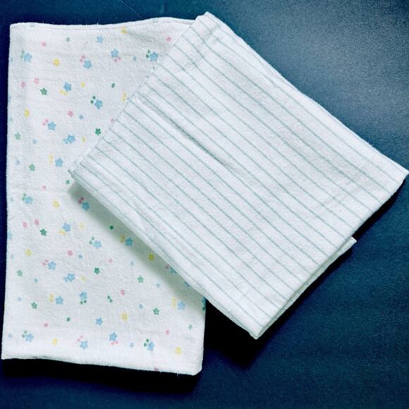 Vintage Carter’s Baby Receiving Blankets Lot of 2 Stars & Stripes 100% Cotton - Picture 1 of 8